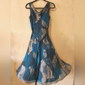 BANANA REPUBLIC | Blue Floral Cowl Neck Dress
